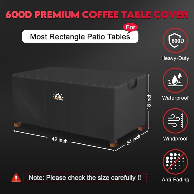 Zettum Outdoor Coffee Table Cover – Coffee Table Cover Rectangle Waterproof & - Image 2