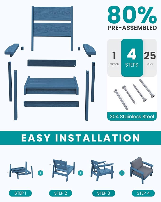 SERWALL HDPE Outdoor Couch Set of 2 - Image 7
