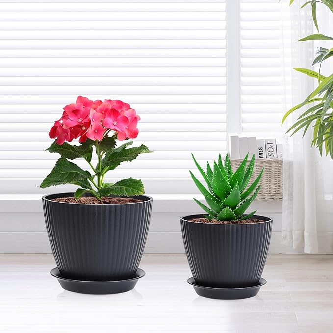 7/6.2/5.5/5/4.5/4 inch Flower Pots, 6 Pack Plant Pots - Image 6