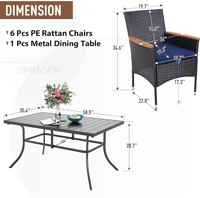 Sophia & William 7 Pieces Patio Dining Set - Image 6