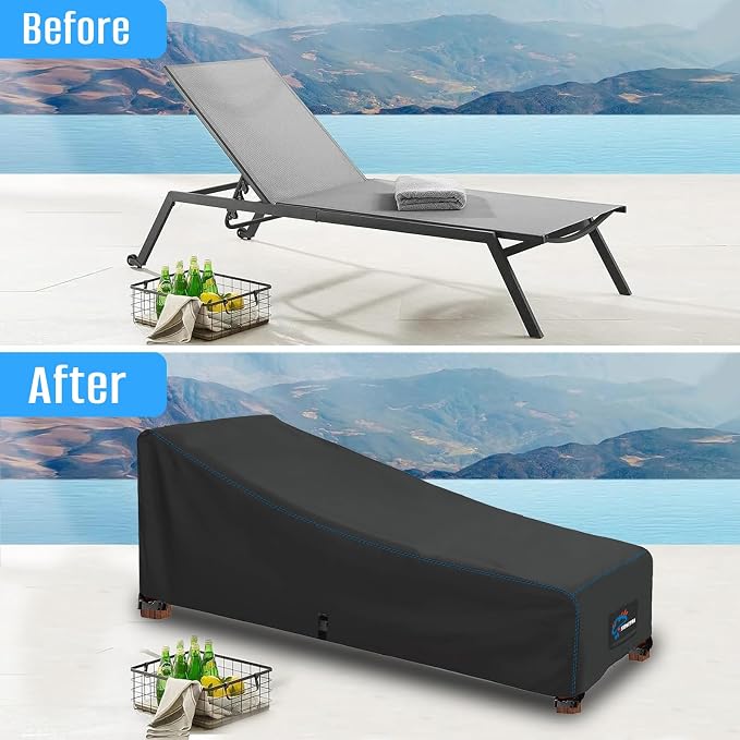 SIRUITON 2 PCS Outdoor Chaise Lounge Cover, Heavy Duty Waterproof & UV - Image 3
