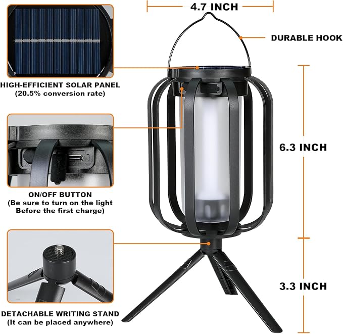 Solar Lantern Outdoor Lights, 2 Pack Waterproof Solar Powered Lanterns - Image 4