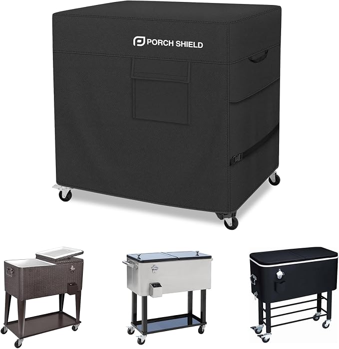 Porch Shield Waterproof Rolling 80-100 Qt Cooler Cart Cover Fits Most Patio Ice by PorchShield