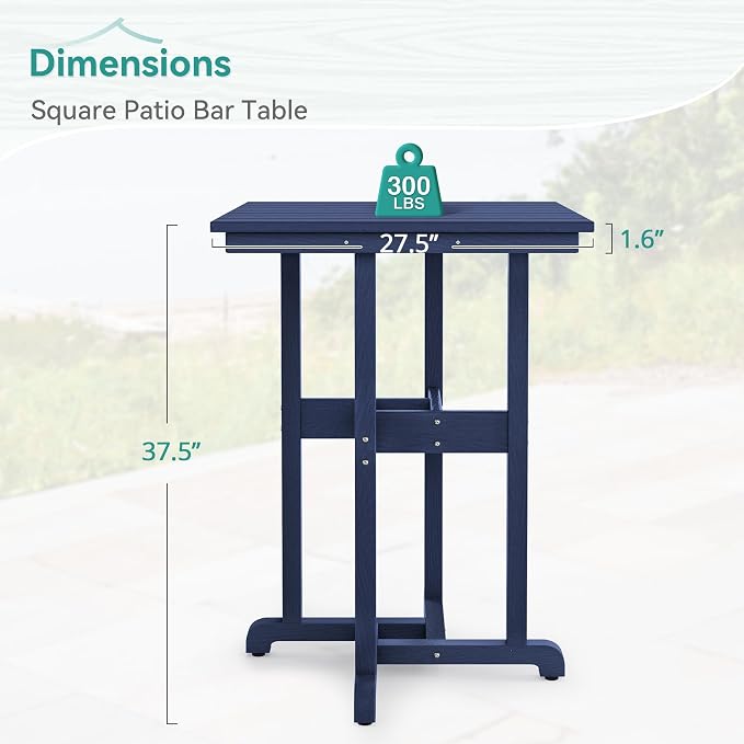37.5" H Outdoor Bar Table，HDPE Bar Height Table - Image 3