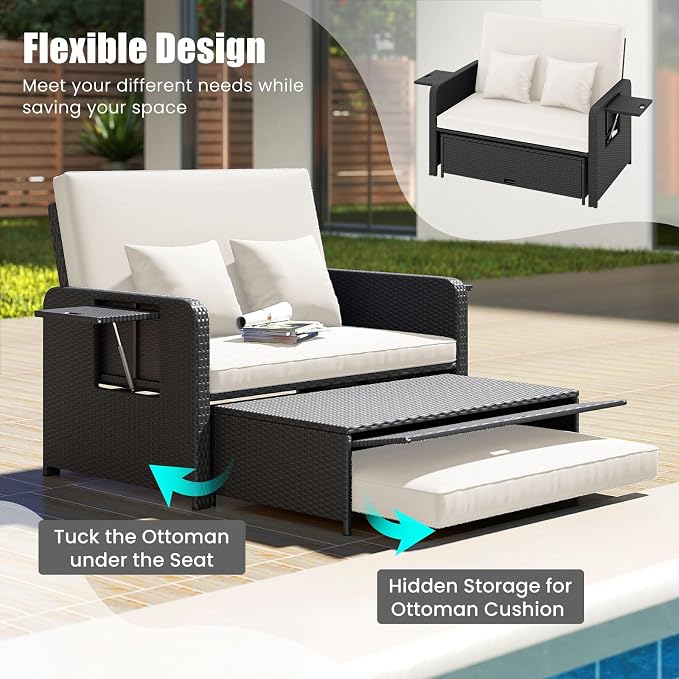 HAPPYGRILL Patio Rattan Wicker Daybed - Image 3