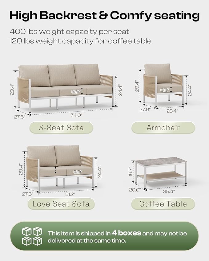 Aluminum Outdoor Patio Furniture Set - Image 8