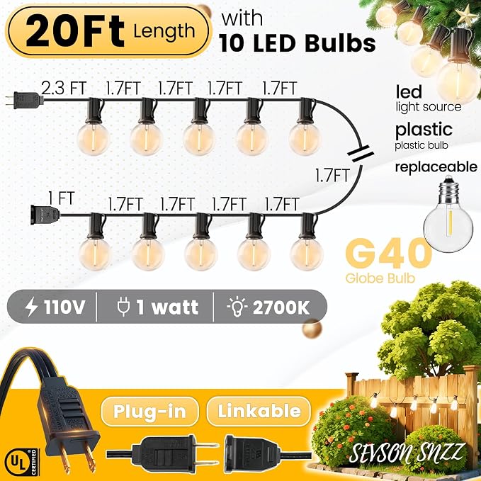 Outdoor String Lights 20FT - Image 3