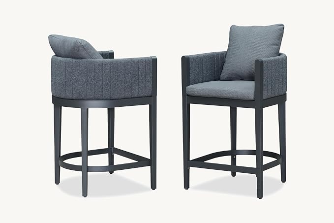PURPLE LEAF Outdoor Counter Height Bar Stools Straight Leg Set of 4 Patio Bar by PURPLELEAF
