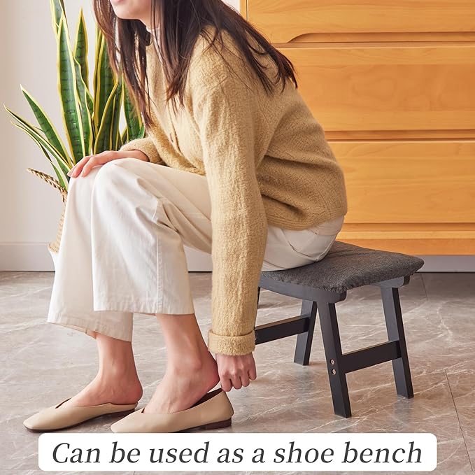 Foot Stool, Bamboo Small Sofa Foot Rest Under Desk, Extra Seating - Image 6