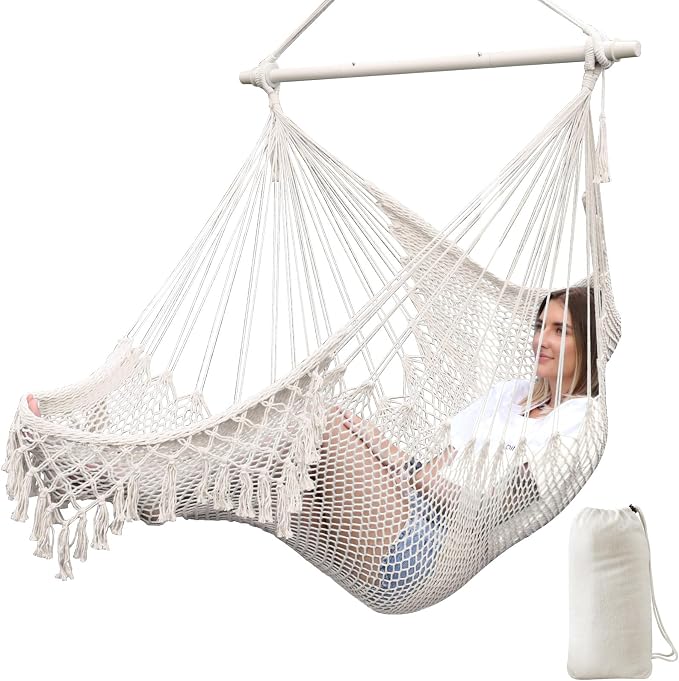 Chihee Hammock Chair Super Large Soft-Spun Cotton Rope Weaving Hanging Chair by Chihee