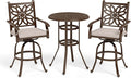 Sophia & William 3 Pieces Cast Aluminum Patio Bar Set, Round Outdoor Bar Table by SophiaWilliam