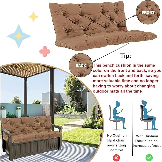 Swing Cushion Replacement Outdoor Porch Waterproof Bench Cushion 2-3 Seater - Image 3