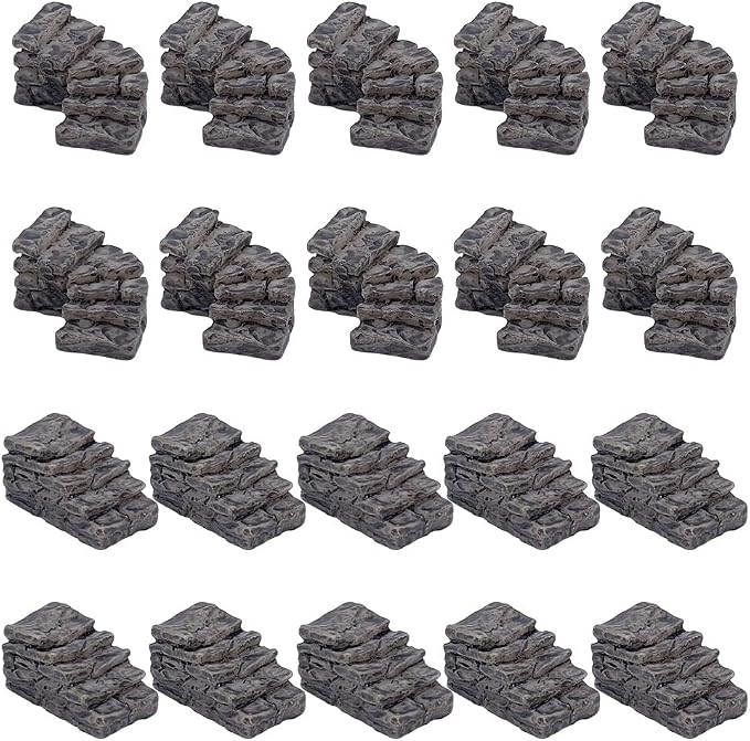 PLIGREAT 20 Pcs Miniature Stone Steps, Mini Garden Figurines Fairy Garden by PLIGREAT