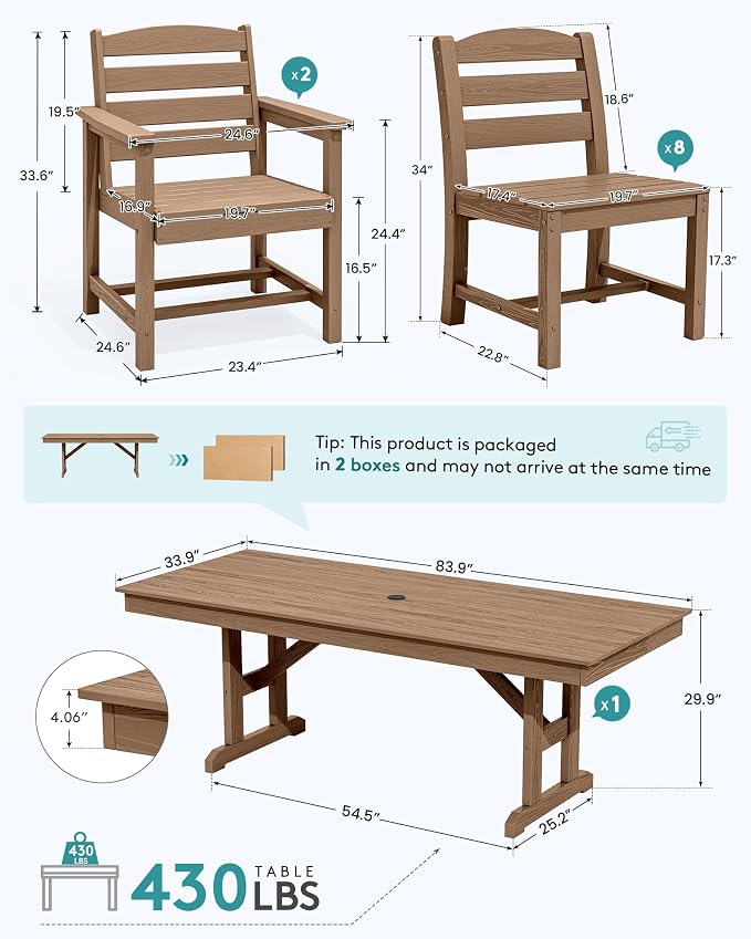 SERWALL 11 Piece Outdoor Dining Set - Image 2