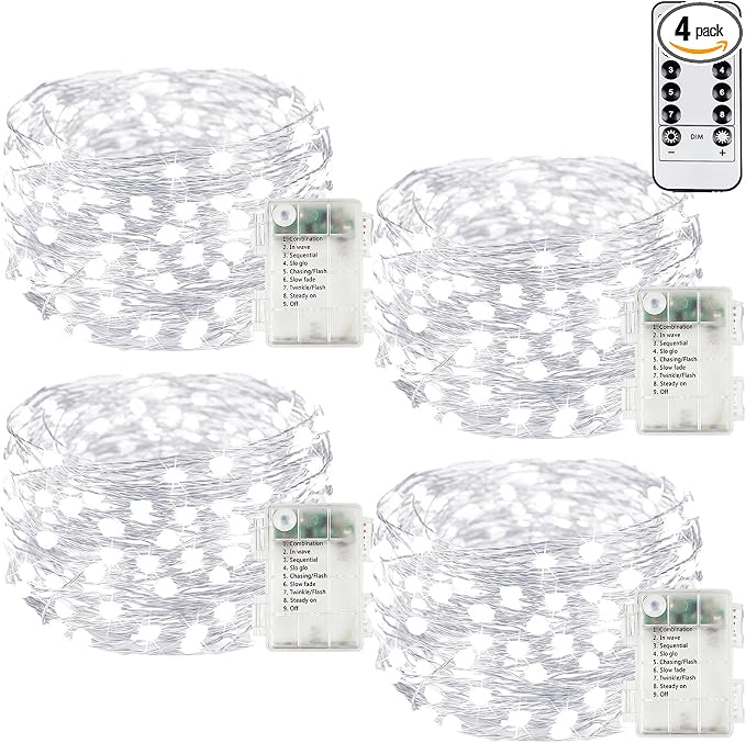 4Pack 80Ft 240LED Fairy Lights Battery Operated by BHCLIGHT