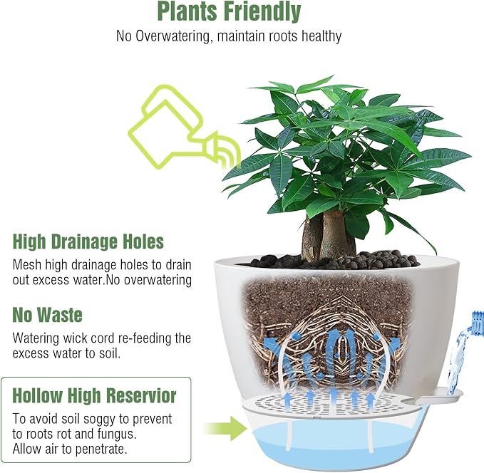 12inch Self Watering Pots, Plastic Planters - Image 3