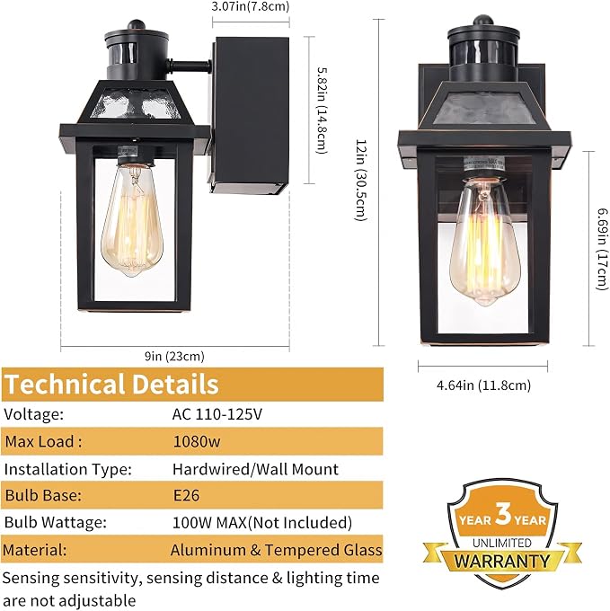 Yisuro Porch Lights with GFCI Outlet, Dusk to Dawn Motion Sensor Outdoor Light - Image 7