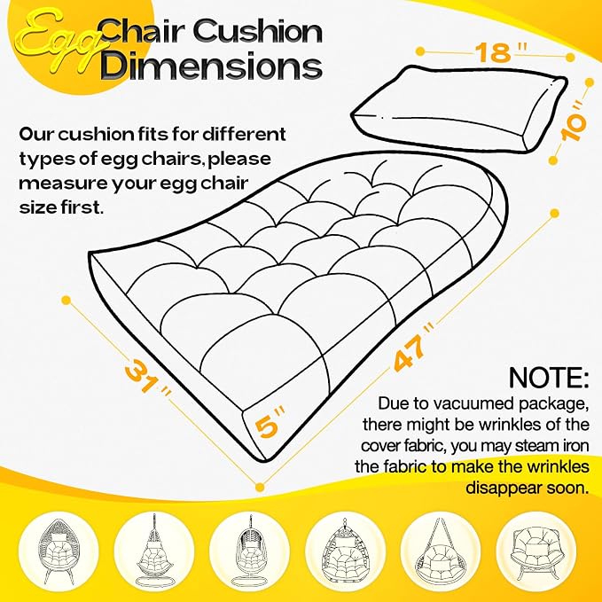 MAGIC ELEPHANT Egg Chair Cushion, Memory Foam Hanging Egg Chair Cushion - Image 5