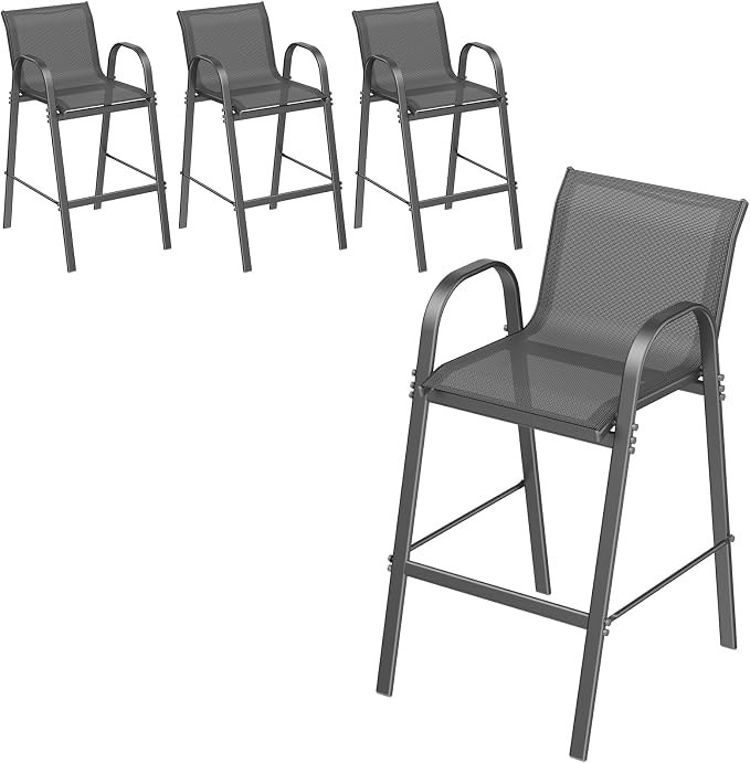 ONBRILL Outdoor Bar Stool Set of 4, Patio Bar Chairs by ONBRILL