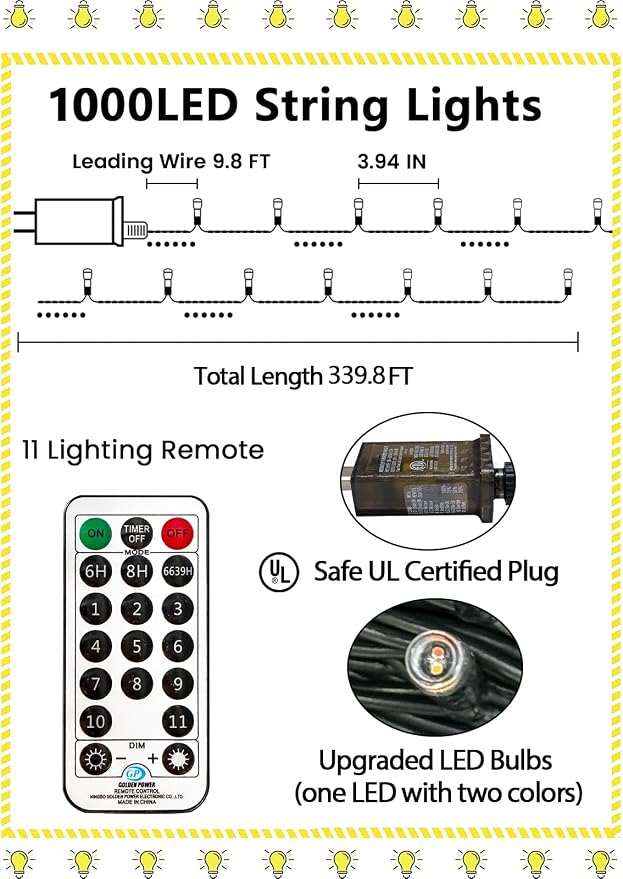 1000 LED 330 FT Color Changing Christmas Lights - Image 7