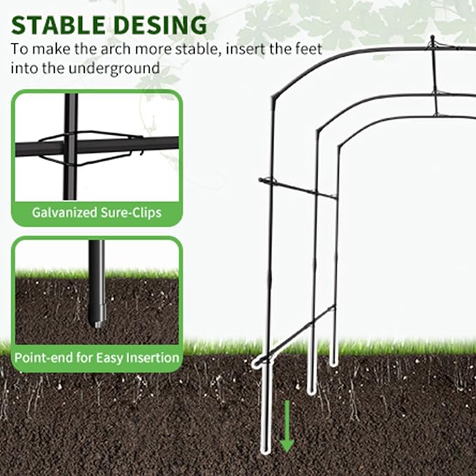 Tall Garden Arch Trellis for Climbing Plants, 87in Tall Metal Plant Support - Image 6