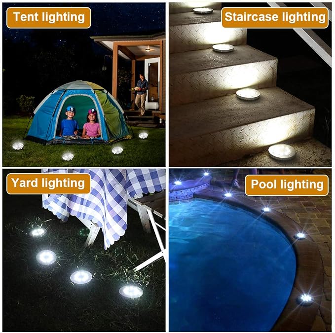 ZGWJ 8 Pack Solar Ground Lights, 8 LED Upgraded Outdoor Garden Lights Landscape - Image 6