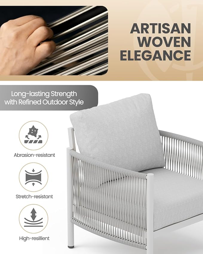 Aluminum Patio Furniture Set, 7 Seats Modern Outdoor Sectional Furniture - Image 2