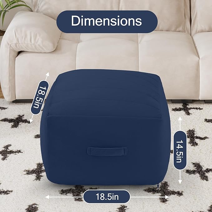 MeMoreCool Square Stuffed Pouf Ottoman Foot Rest, Floor Pouf Foot Stool - Image 2