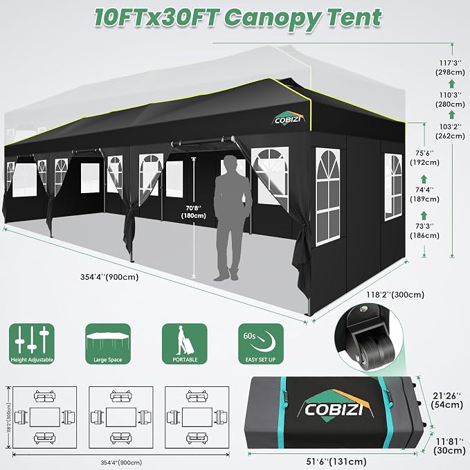 COBIZI 10x30 Pop Up Canopy Tent - Image 4
