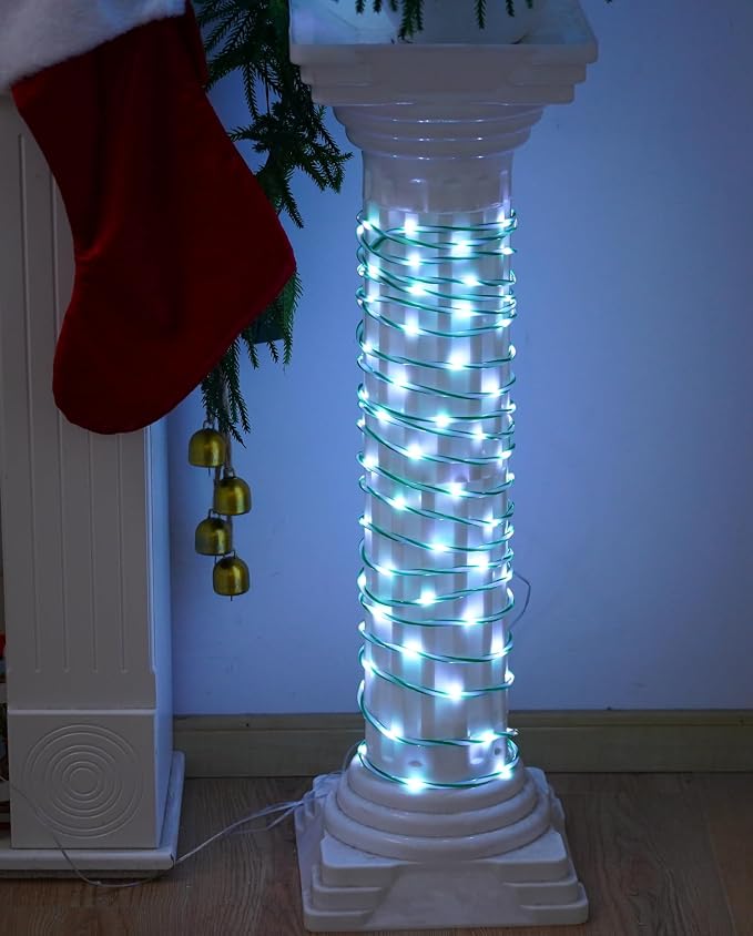QITONG Solar Christmas Lights Outdoor, 2 Pack Each 33ft 100 LED Green and White - Image 7