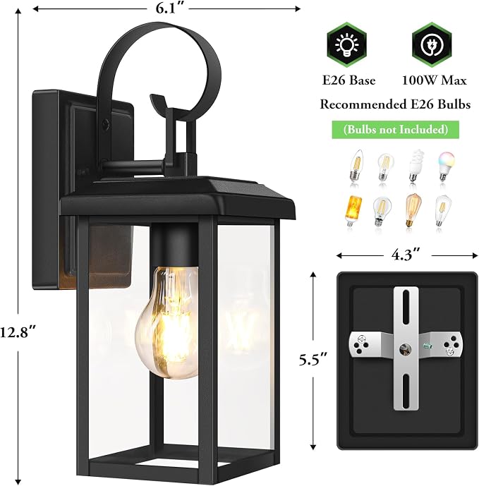BesLowe 2-Pack Outdoor Wall Light Fixtures, Exterior Lighting Fixtures Wall - Image 7