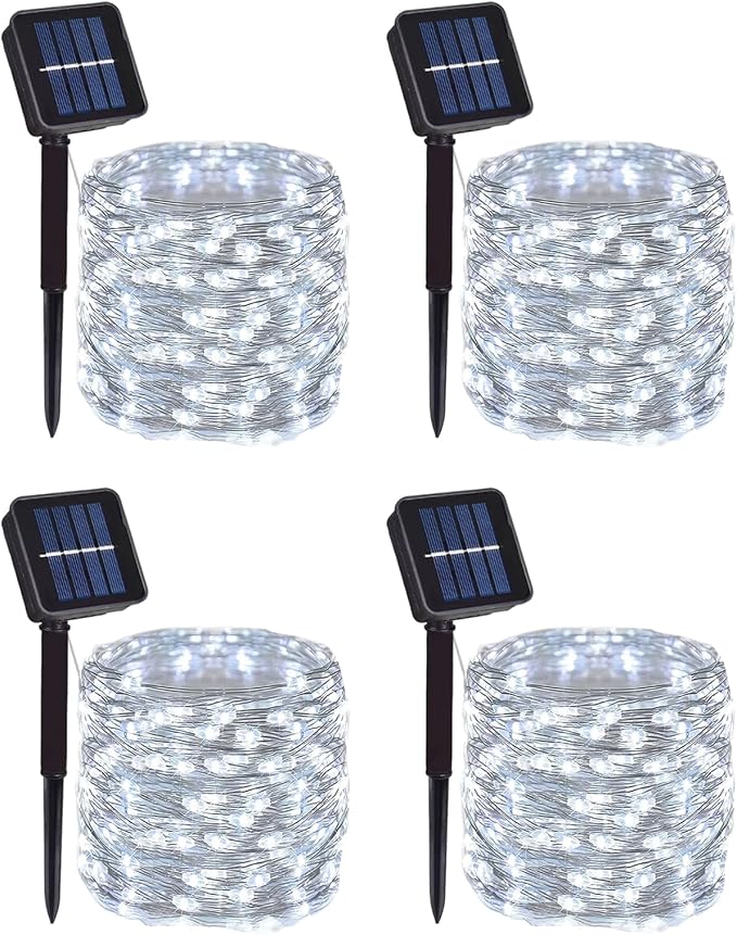 4 Pack Solar Powered Copper Wire String Lights Outdoor, Total 400LED Waterproof by DAYLIGHTIR