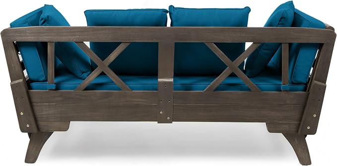 Christopher Knight Home Gary Patio Convertible Couch, Wooden Outdoor Daybed - Image 13