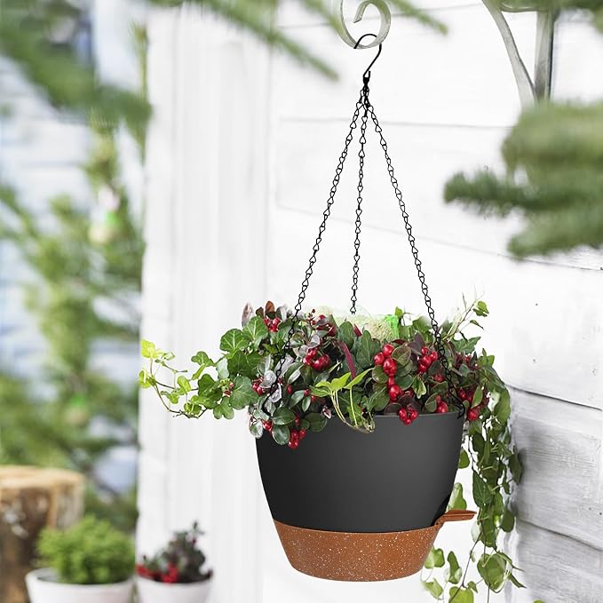 10/9/8 Inch Hanging Planter for Indoor Outdoor Plants, 3 Pack Self-Watering - Image 7