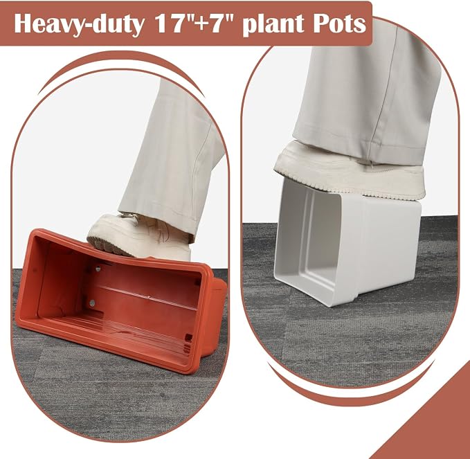 6-Pack 17" + 7" Window Box Planters & Square Pots - Image 5