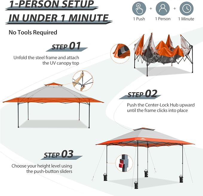 EAGLE PEAK 13x13 Straight Leg Pop Up Canopy Tent Instant Outdoor Canopy Easy - Image 2