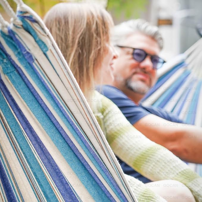 Double Hammock 2 Person Extra Large 330X150cm Load Capacity 600Pound Canvas - Image 5