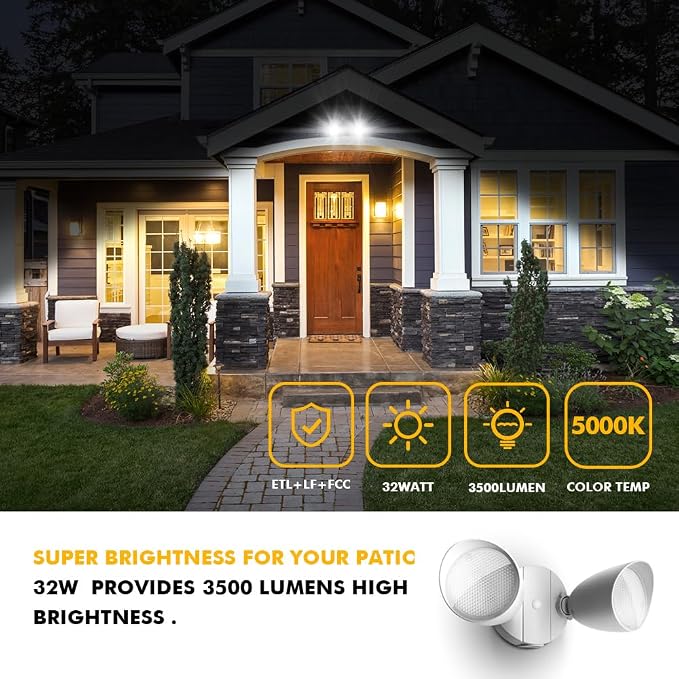LUTEC 6222W 3500 Lumen 32 Watt 28 LED Dual-Head Floodlight Outdoor, Full Metal - Image 3