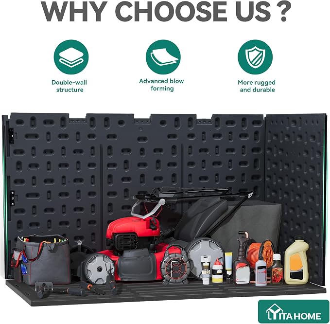YITAHOME 200 Gallon Extra Large Deck Box, Double-Wall Resin Outdoor Storage Box - Image 5