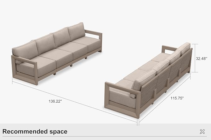 PURPLE LEAF Patio Furniture Set Open-End Outdoor Couch - Image 9