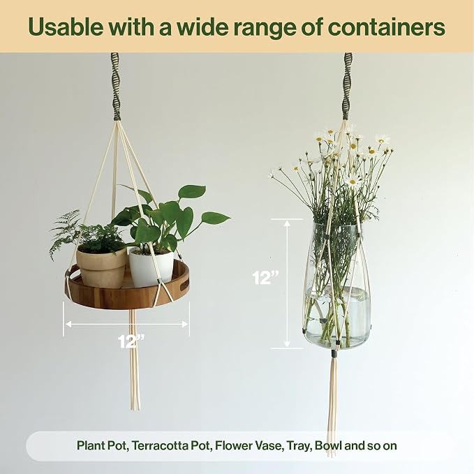 Macrame Plant Hanger Polyester Rope 42 Inch Outdoor Indoor Adjustable Hanging - Image 9