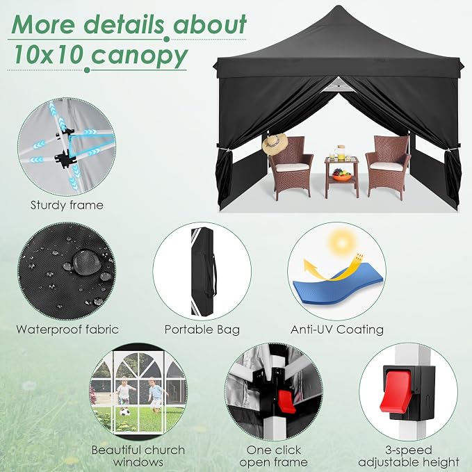 COBIZI Canopy 10x10 Pop Up Canopy Tent - Image 2