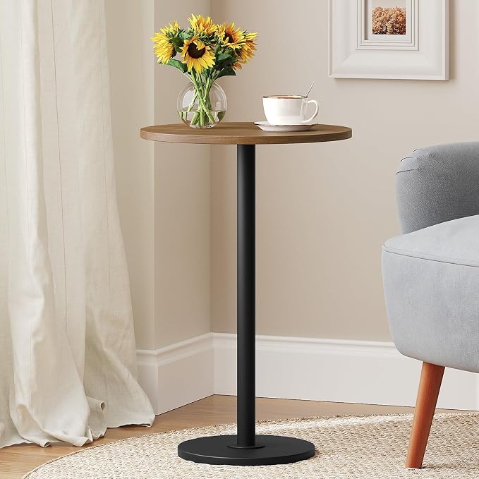 Round Side End Table for Small Spaces, Pedestal Style Martini Drink Side Table - Image 9