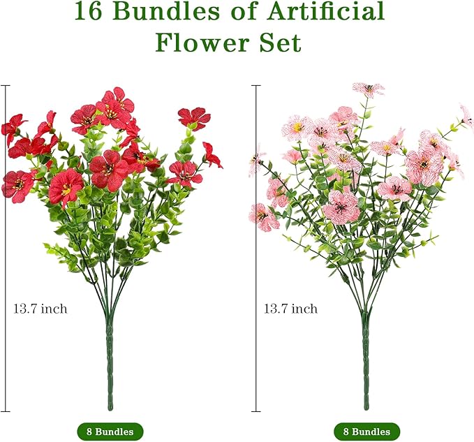 AGIRL 16 Bundles Artificial Flowers - Image 2