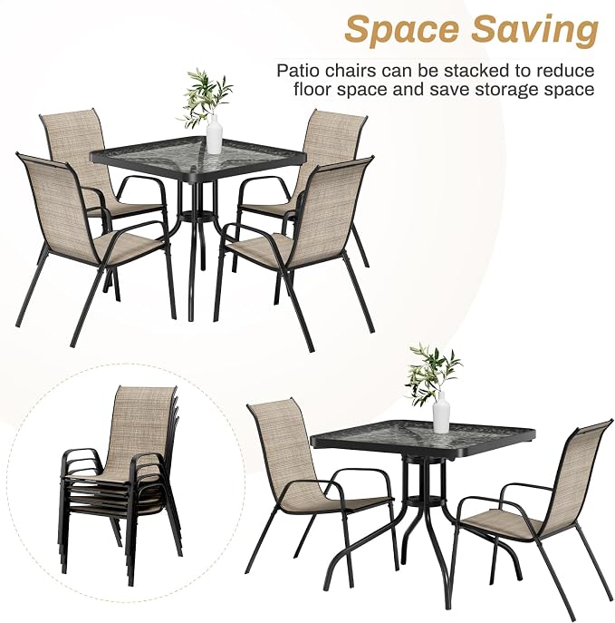 Arlopu 5 Piece Outdoor Patio Dining Set, Porch Furniture - Image 8