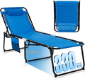 GYMAX Lounge Chairs for Outside, Extra High Folding Beach Tanning Lounger by GYMAX