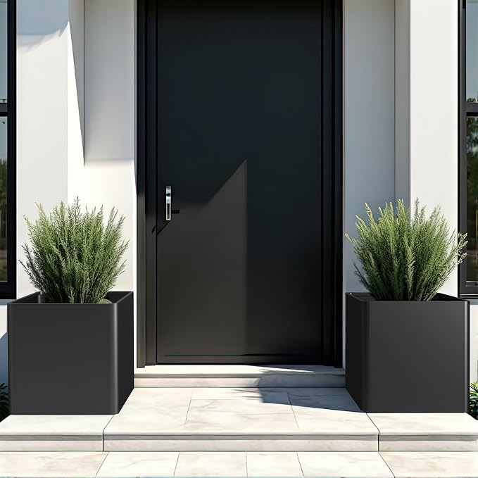 Large Metal Square Planter 24" L x 24" W x 24" H, Heavy Duty Black Large - Image 6