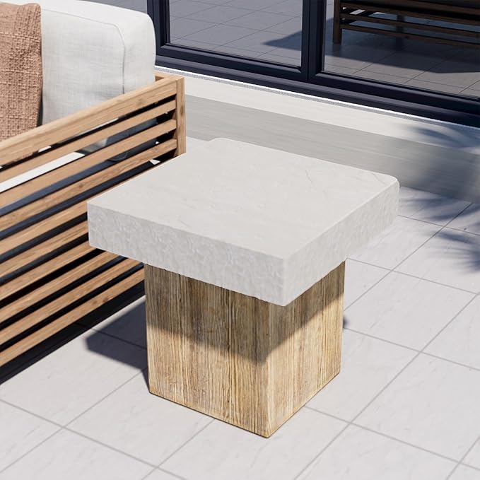 COSIEST Outdoor Medium Side Table, Patio Coffee Table, 19.7 inches Square MgO by COSIEST