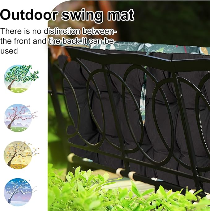 Waterproof Porch Swing Cushion Replacement, Thick 4" 2–3 Seat Outdoor Swing - Image 4