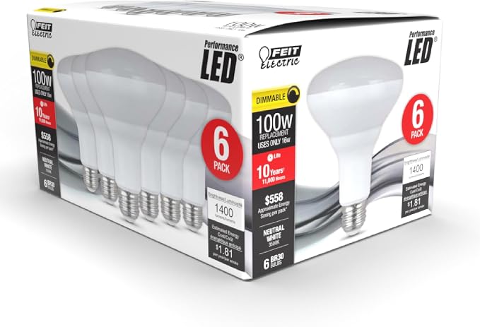 Feit Electric BR30 LED Light Bulbs, 100W Equivalent, E26 Standard Base - Image 2